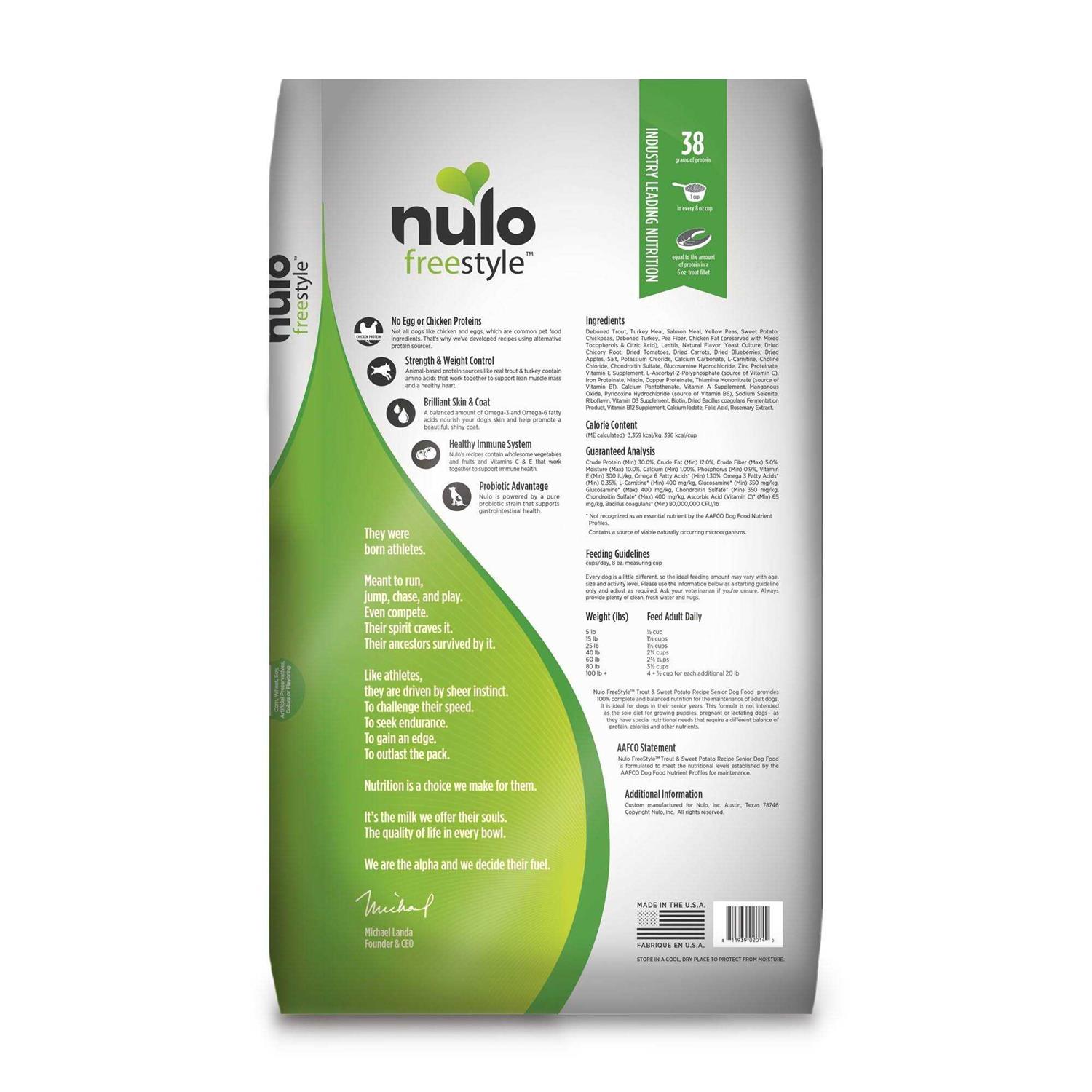 Nulo Freestyle Grain-Free Senior Trout &amp; Sweet Potato Dry Dog Food - Pet Supplies online store