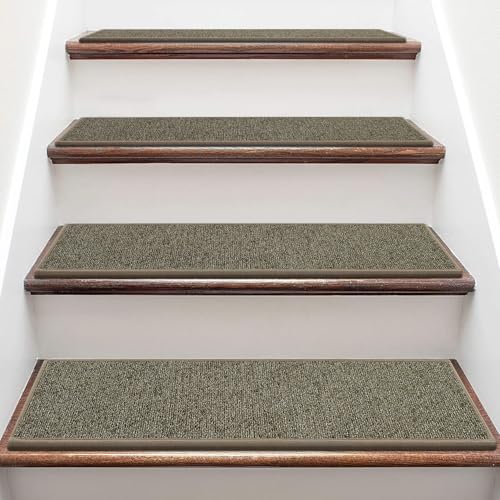 Stair Treads Non Slip for Wooden Steps Indoor, KOOTETA 15 Pack 8" X 30" Carpet Stair Treads with Reusable Adhesive for Kids Elders and Dogs, Surface Polyester TPR Backing Stair Runner Rugs, Dark Grey