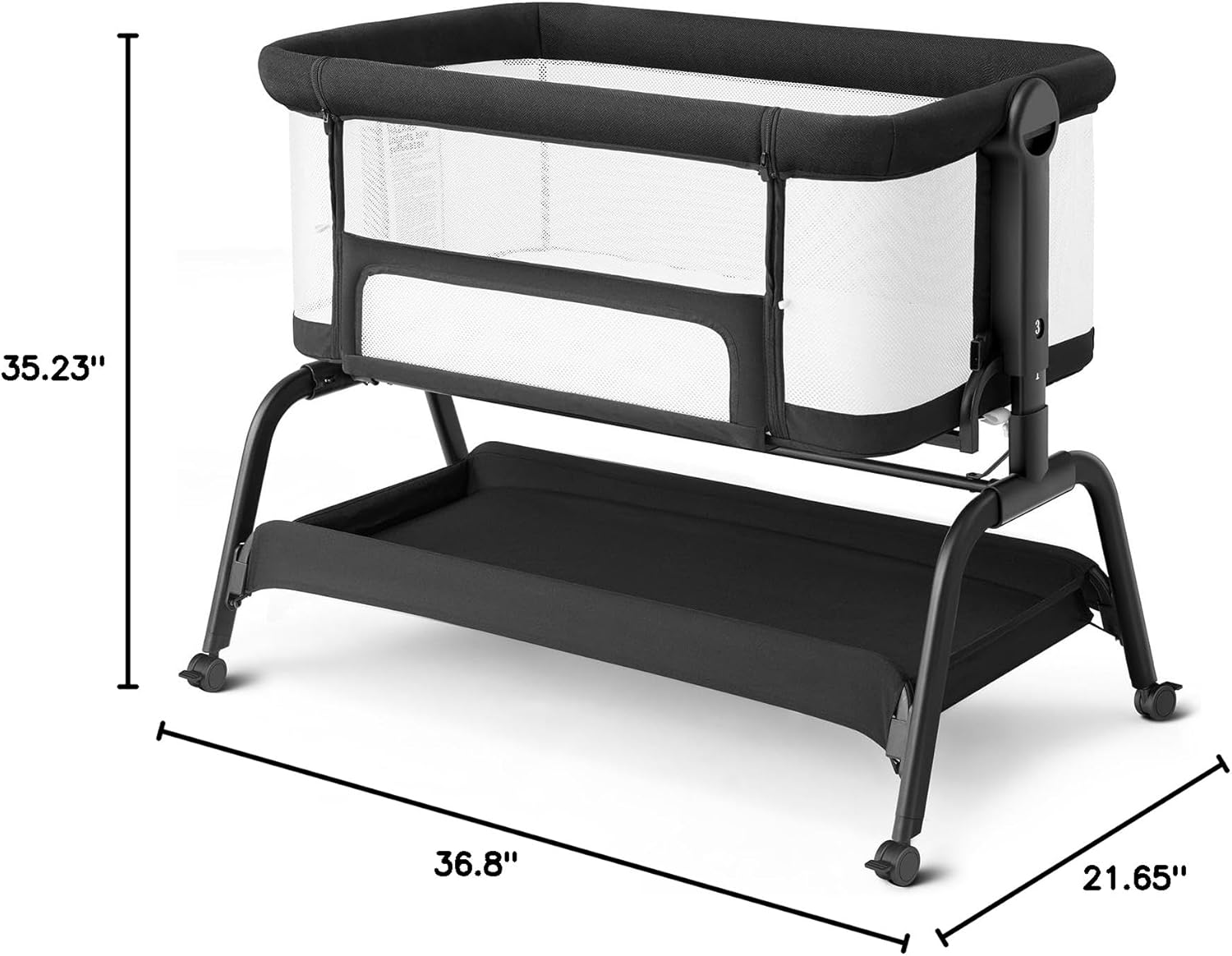 Baby Bassinet Bedside Crib, 3 in 1 Bassinet Bedside Sleeper with Soft Mattress and Breathable Sheet, 6 Height Adjustable Easy Folding Portable Bedside Bassinet for Newborn Infant