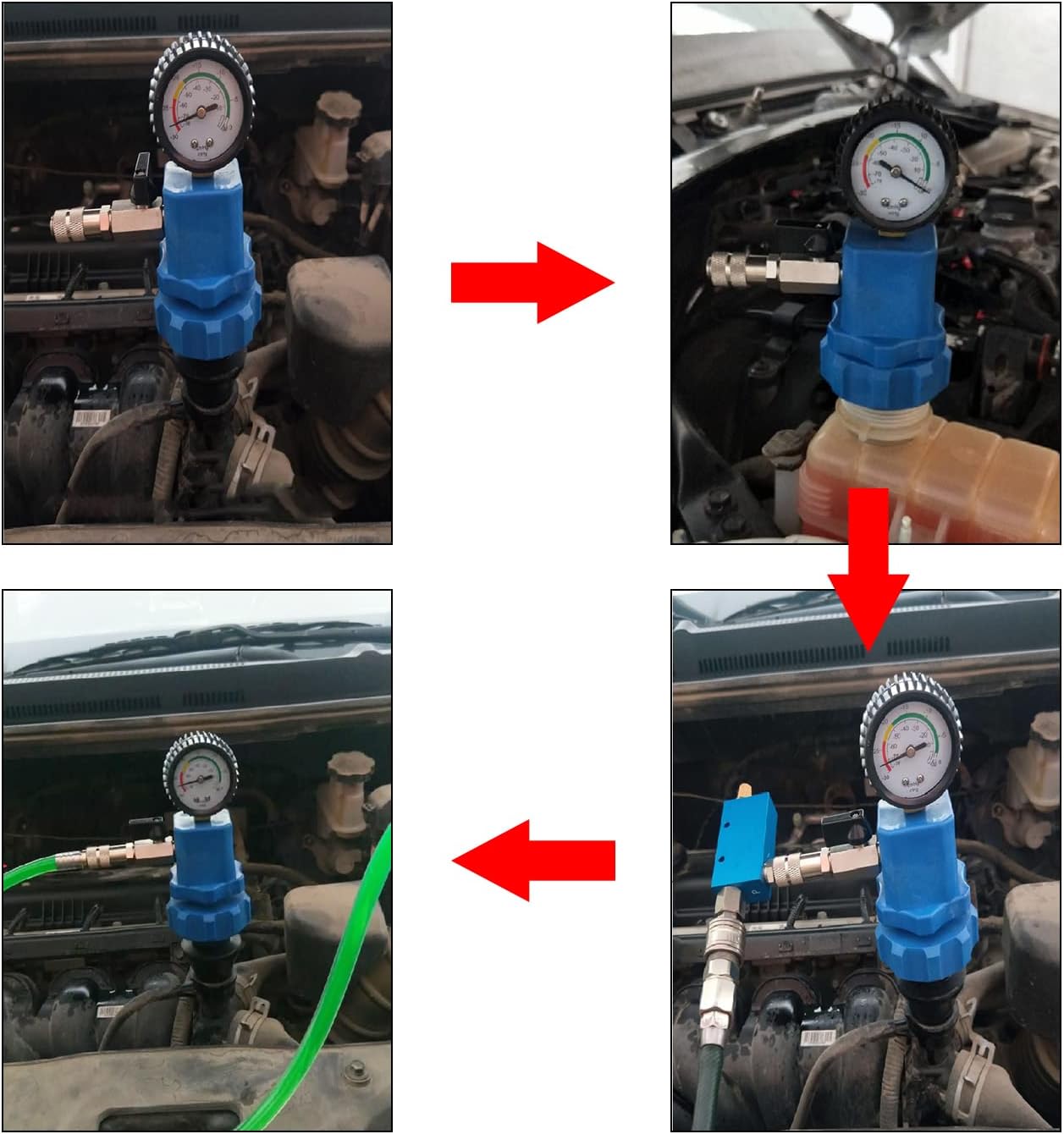 Car Coolant Refill Tool with 8 Adapter Sleeves, Vacuum Type Cooling System Filler Kit with a Pressure Gauge, Water Antifreeze Changer for Car SUV Van Truck