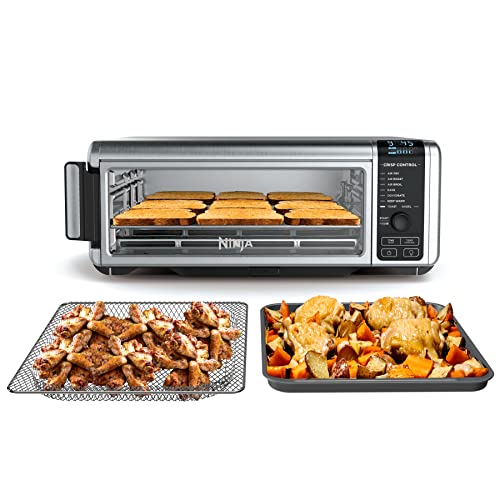 Ninja Digital Air Fry Countertop Oven, 8-in-1 Functionality, 1800W, Flip-Up Design, XL Capacity, Air Fry Basket, Wire Rack & Crumb Tray, Silver, SP101