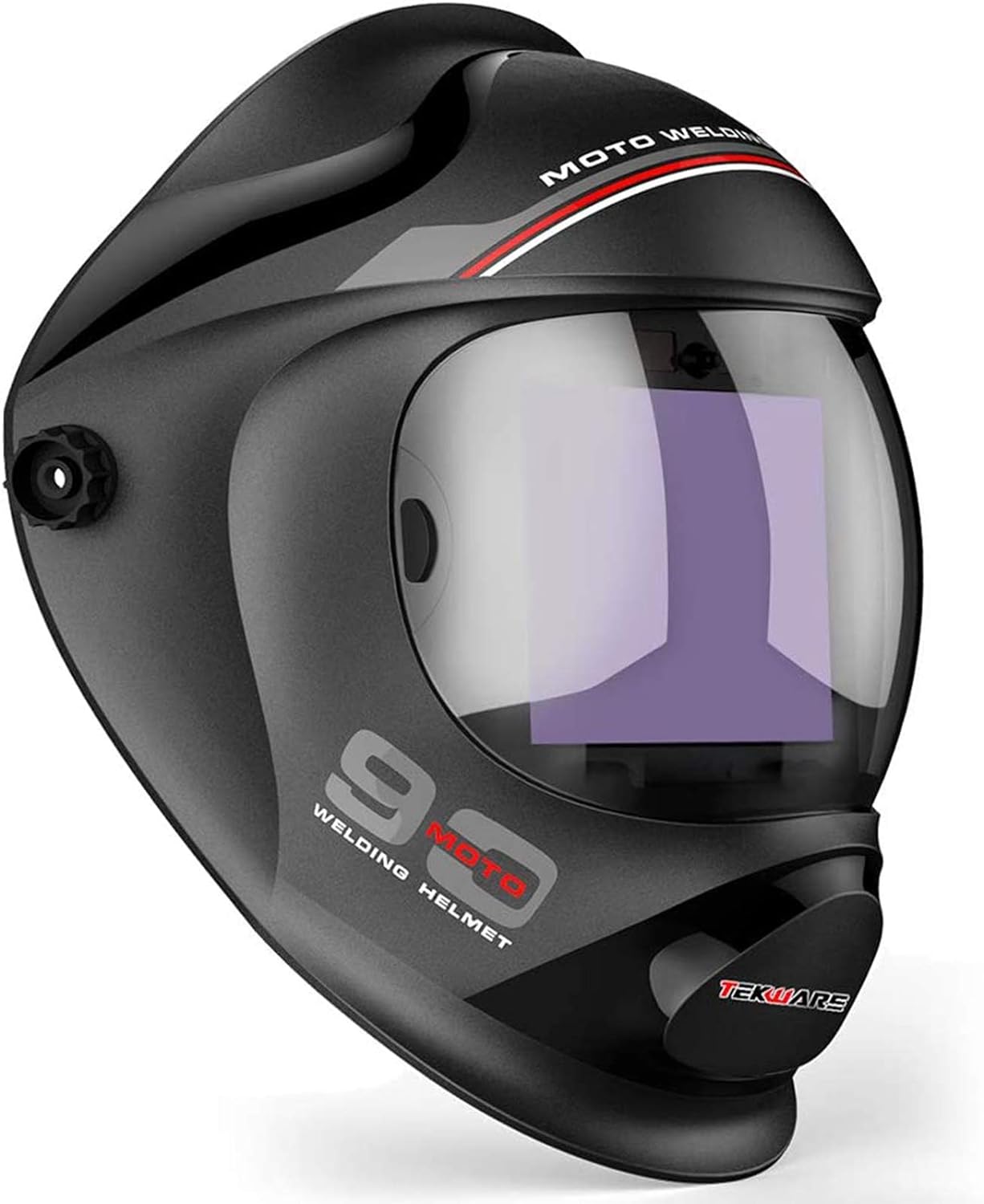 TEKWARE Large Viewing True Color Solar Powered Auto Darkening Welding Helmet, 4 Arc Sensor Wide Shade Range 4/5-9/9-13 Welder Mask for Mig Tig Arc Grinding Plasma(Knight)