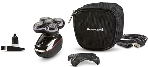 Remington Balder Deluxe XR7100, Head Rotary Shaver with Titanium Blades & Storage Pouch for Bald Men Wet/Dry Shaving with 5 Dual Track Flexing Heads and Pop-Up Trimmer