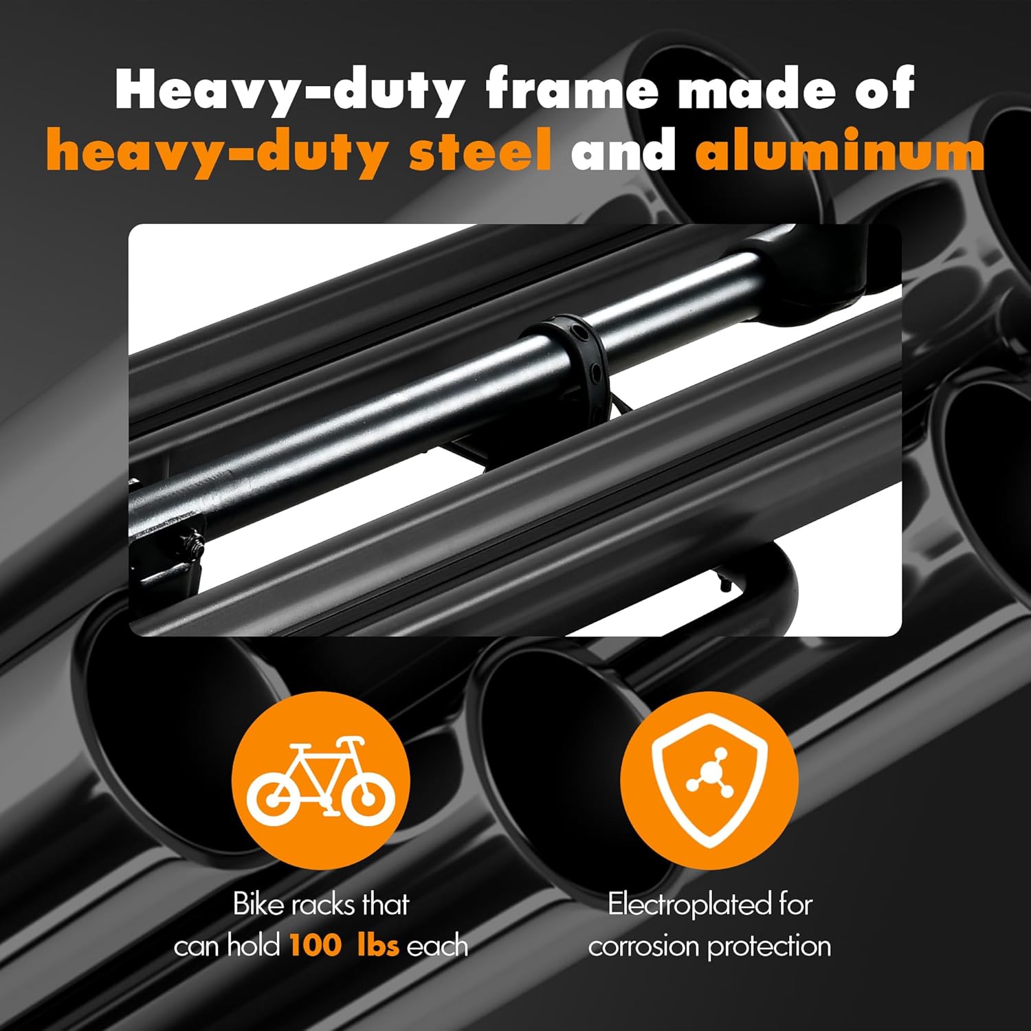2 EBike Rack With Ramp, 2" Hitch Mounted Carrier Bike Racks Platform, 200 Lbs Max Loading for Standard, Fat Tire and Electric Bicycles, Foldable Heavy Duty E-Bike Rack for SUVs Cars Trucks RV