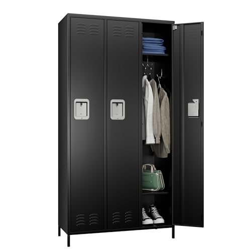METAN Metal Storage Locker for School Office Gym Bedroom, 12 Doors Locker Cabinet for Employees, Industrial Steel Storage Locker with 12 Hooks, Assembly Required (12 Door-Light Gray)