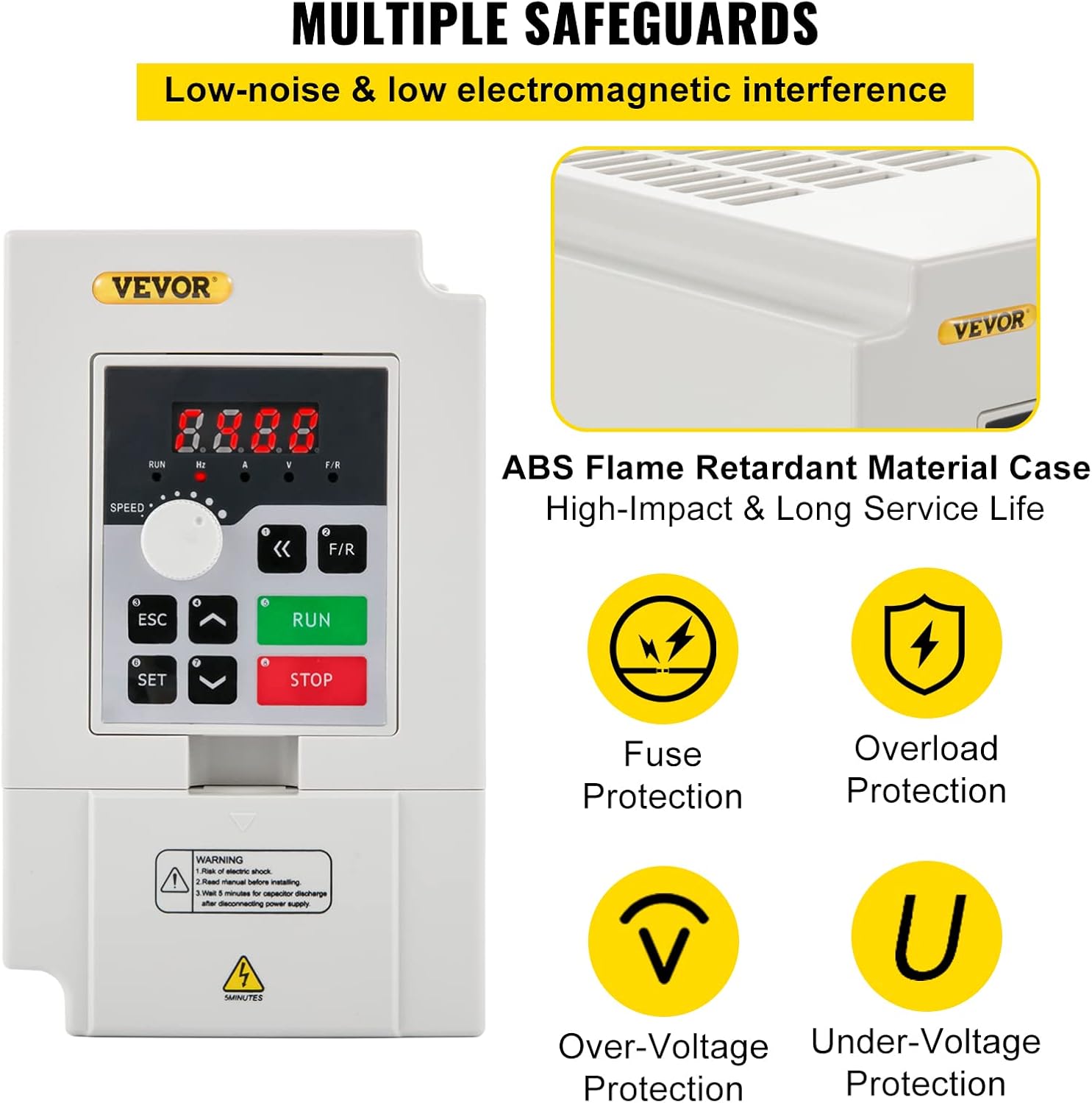 VEVOR VFD 4KW 220V 5.5HP, 1 or 3 Phase Input, 3 Phase Output Variable Frequency Drive, AC 17A 0~1000HZ CNC Motor Inverter Converter for Motor Speed (RS485)