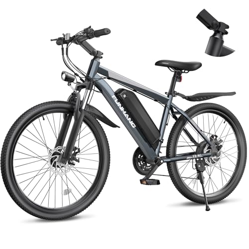 Electric Bike for Adults, 26'' 1000W Peak Ebike, Up to 50 Miles 21.7MPH Electric Mountain Bike with 48V 374.4WH Removable Battery, Adjustable Stem, Fenders, Lockable Suspension Fork, 21-Speed