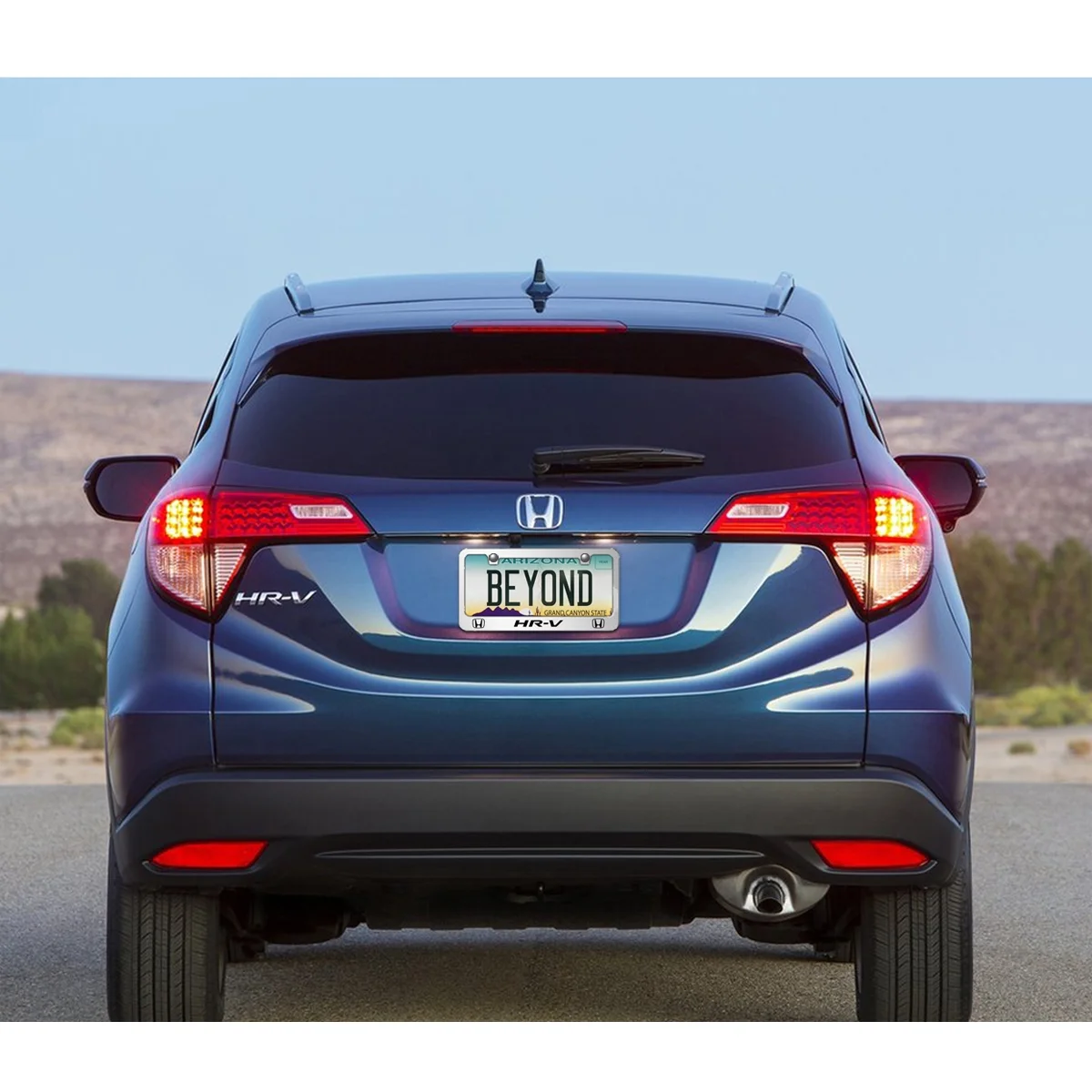 Honda HR-V Dual Logo 3D Embossed Letters on Mirror Chrome Metal License Plate Frame
