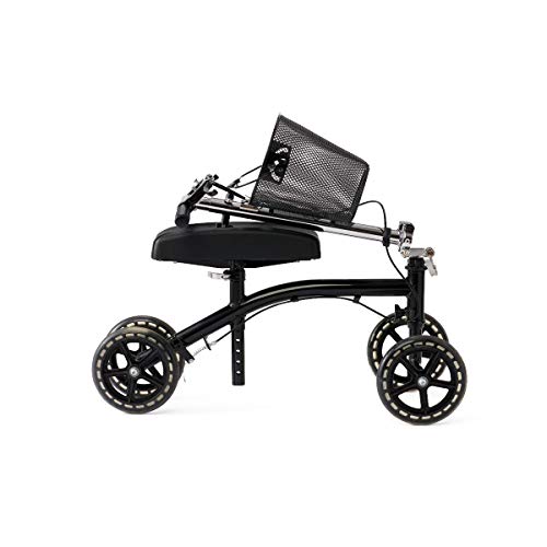Medline Steerable Knee Walker, Large 8" Wheels, Adjustable Height and Storage Bag, Supports up to 300 lbs, Black