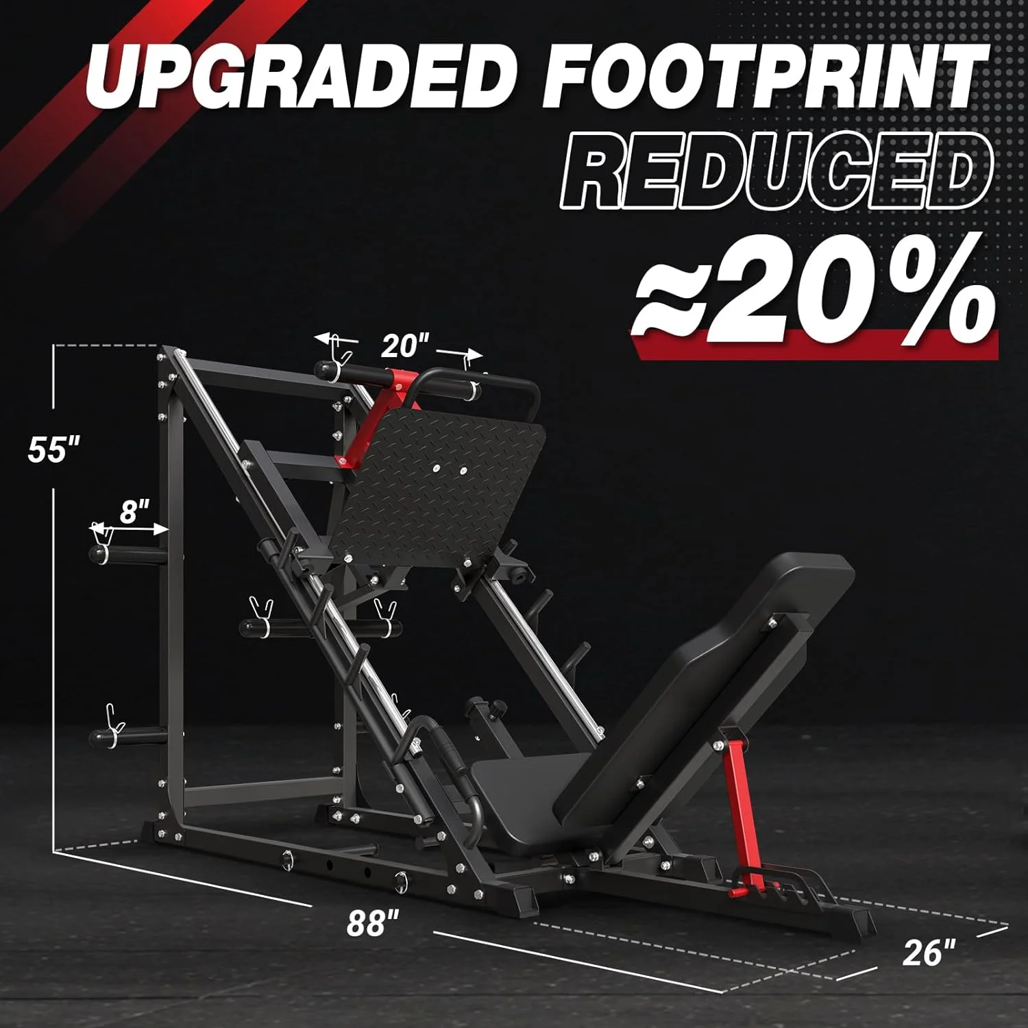 syedee Leg Press Machine with Calf Block, 1500LBS Weight Capacity Adjustable Leg Machine with Resistance Band Pegs and Plate Storages, Workout Equipment for Strength Training