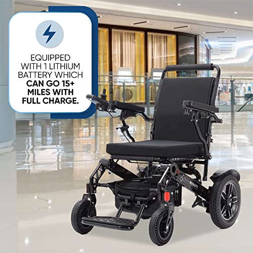 Fold and Travel Electric Wheelchairs for Adults Elderly Lightweight Power Wheel Chair Motorized (Blue, 17 Inches Seat Width)