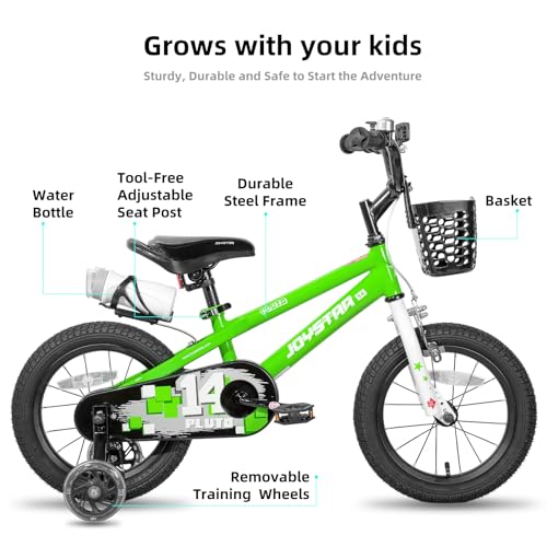 JOYSTAR Pluto Kids Bike 12 14 16 18 20 Inch Children's Bicycle for Boys Girls Age 3-12 Years, Kids' Bicycles with Light Up Training Wheels, Multiple Colors