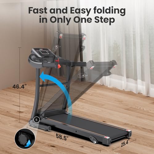 Treadmill for Home Small, Treadmill with Incline,3.0HP Portable Treadmill for Home/Office, Easy Assembly Fitness Running Jogging Machine with Speakers for Home Use, 12 Preset Programs