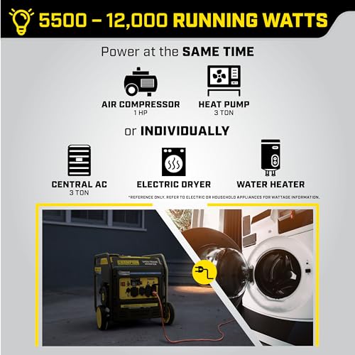 Champion Power Equipment 9000-Watt Electric Start Tri Fuel Home Backup Portable Open Frame Inverter Generator with Quiet Technology and CO Shield