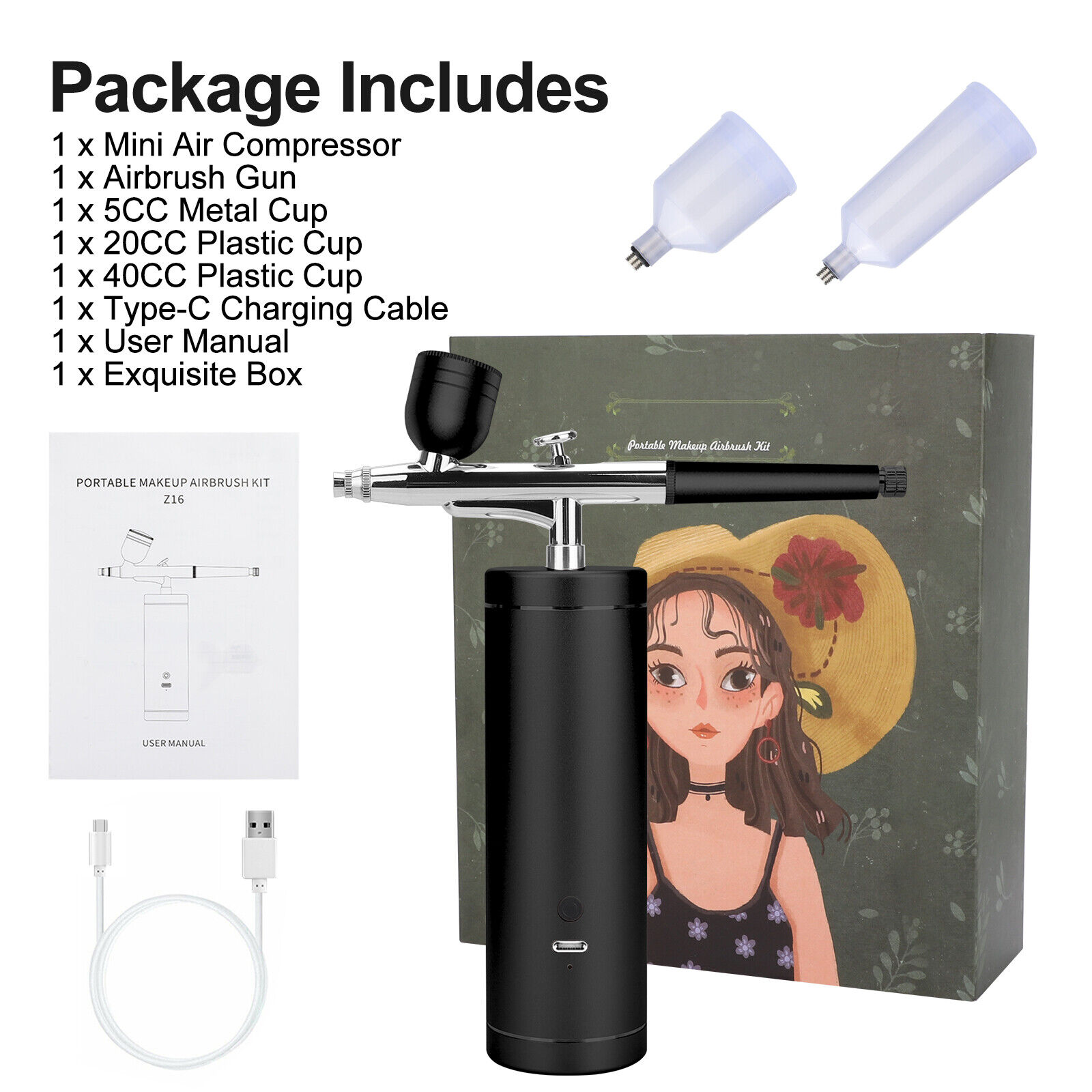Mini Airbrush Compressor Kit Spray Gun Air Brush Nail Art Tattoo Paint Tool Set