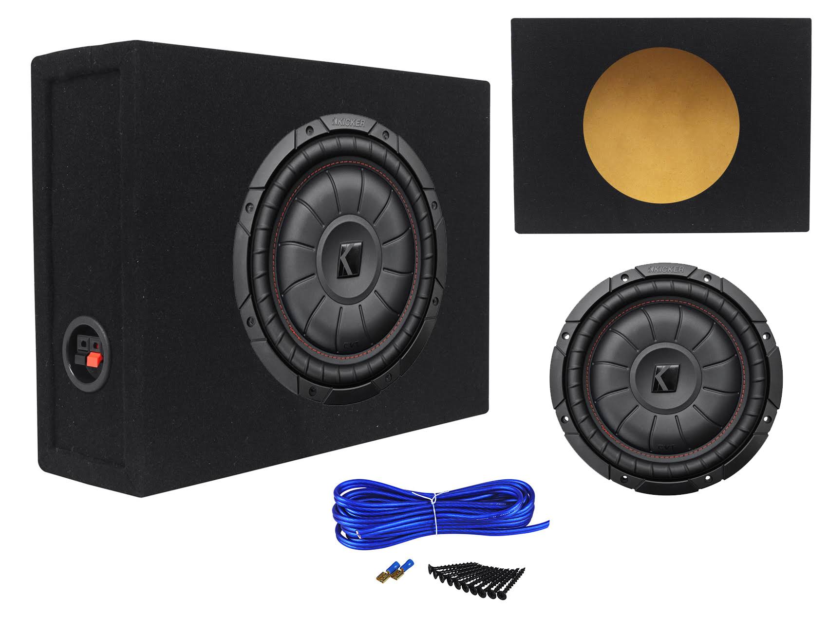 Kicker 43CVT104 CompVT 800W 10x22 Shallow Slim Car/Truck Subwoofer+Sealed Sub Box