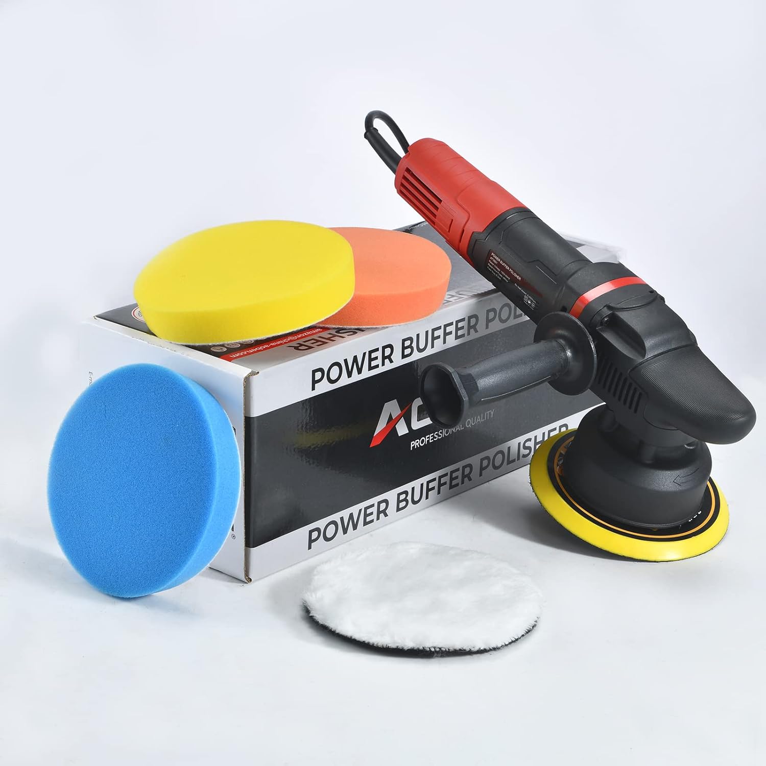 AOBEN Car Buffer Polisher,6 inch Dual Action Polisher,Random Orbit Buffer Polisher kit with 6 Variable Speed 0-4500rpm,Detachable Handle,4 Buffing Pads for Car detailing Polishing and Waxing