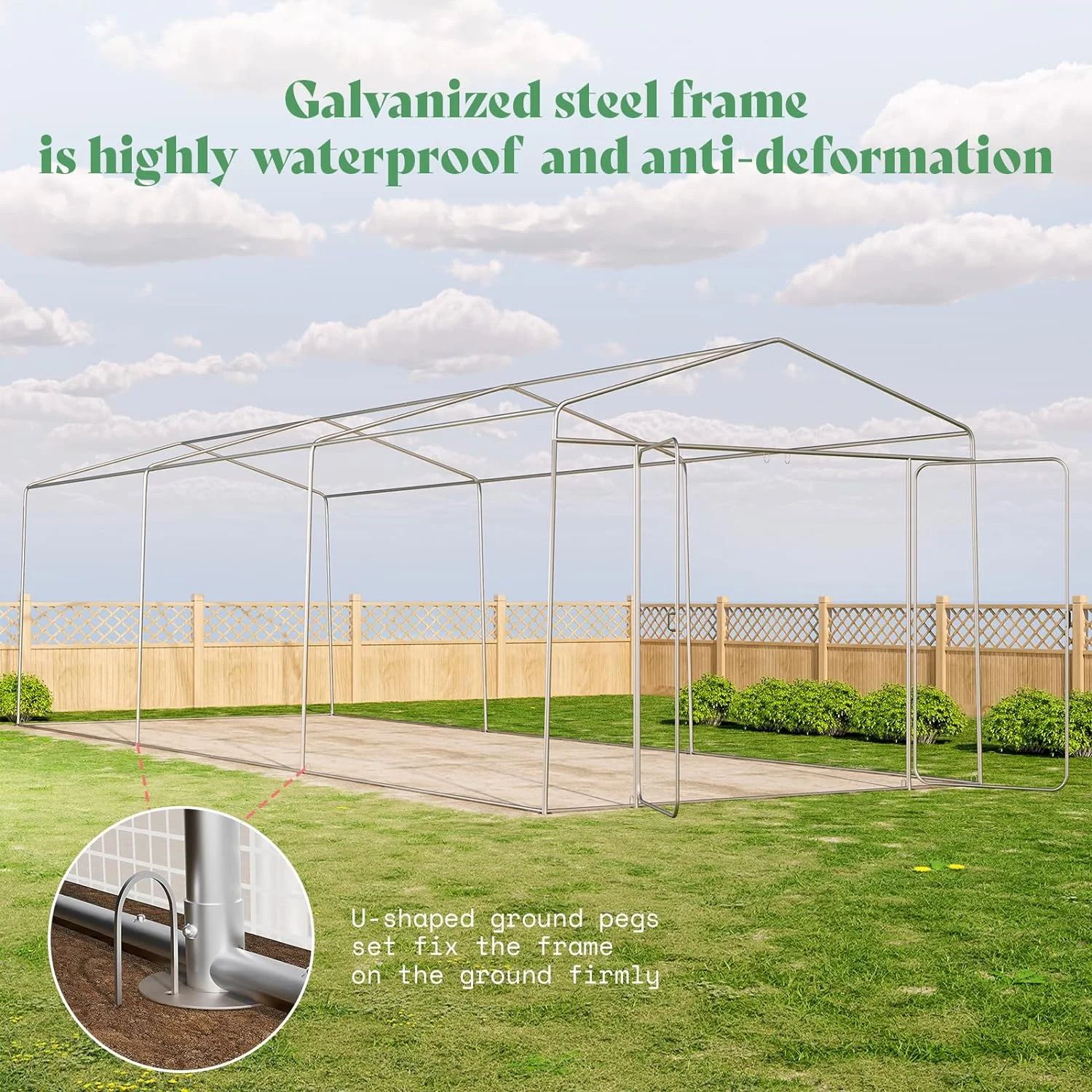AMERLIFE 30x10x8.5ft Large Tunnel Greenhouse for Outdoors with Hinged Door 6 Vents White/Green