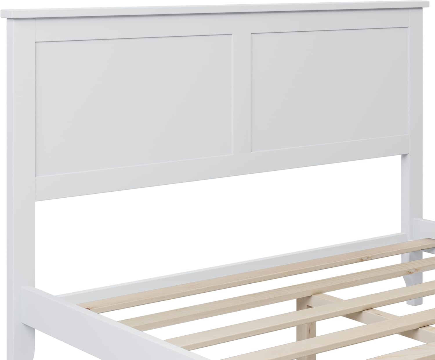 Full Size Platform Bed, Modern Style Wooden Bed Frame Full Wood Platform Beds with Headboard for Bed Room, No Box Spring Needed (White)