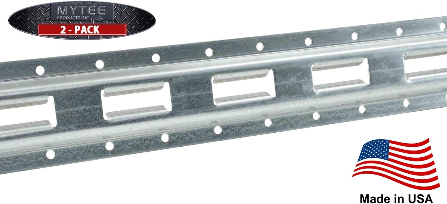 Mytee Products (4 Pack 5' Vertical E-Track Tie-Down Rail - Made in USA | High Strength Galvanized Steel, Bolt-On Tie Down Rail for Cargo on Pickups, Trucks, Trailers, Vans