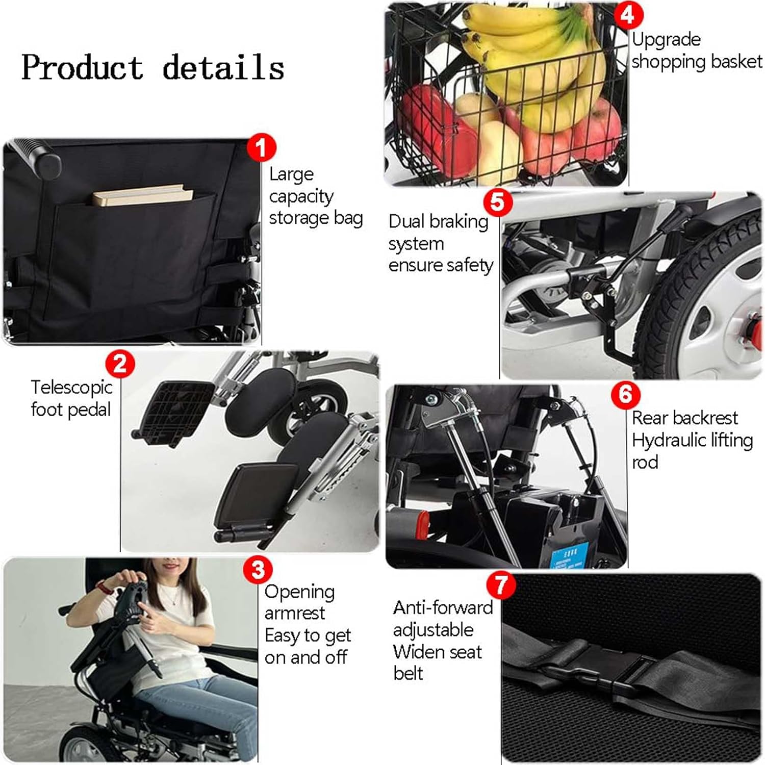 Electric Wheelchairs for Adults All Terrain Wheelchair Foldable Electric Wheelchair with 500W Dual Motor with 40A Lithium Battery,Adjustable Backrest and Pedal Angle 360° Joystick