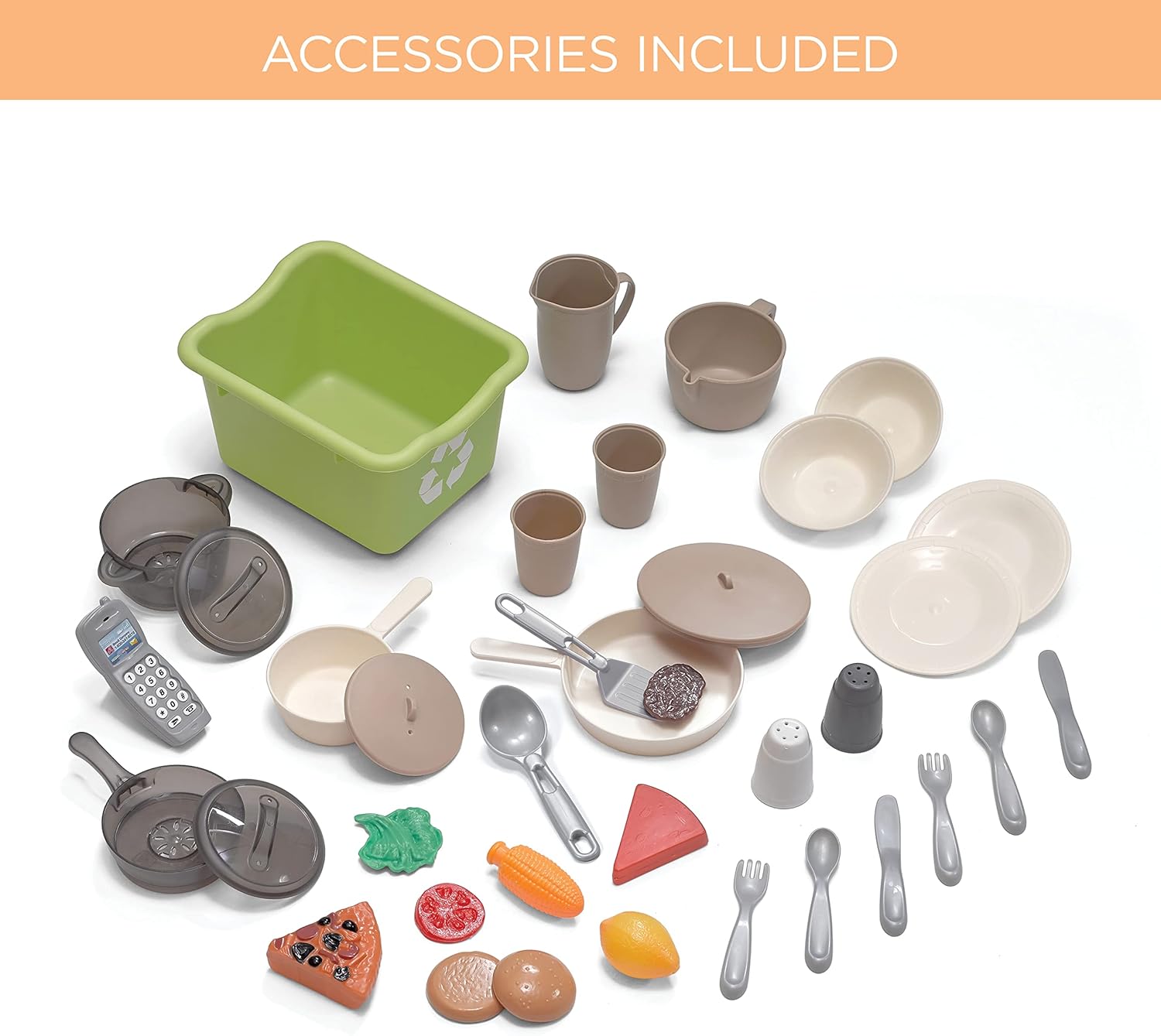 Step2 Lifestyle Dream Kitchen Set for Kids, Indoor/Outside Pretend Play Kitchen, Toddlers 2+ Years Old, Lights and Sounds, 37 Piece Kitchen Toy Set, Easy Assembly
