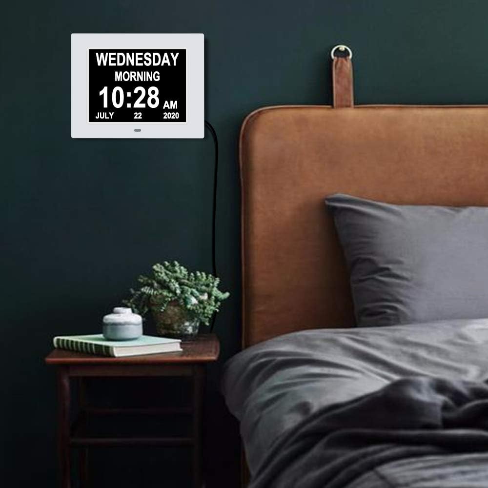 [2022 Upgrade] Extra Large Digital Calendar Day Date Clock with 12 Alarm Options Non-Abbreviated Day & Month impaired Vision Dementia Clocks for Senior Elderly