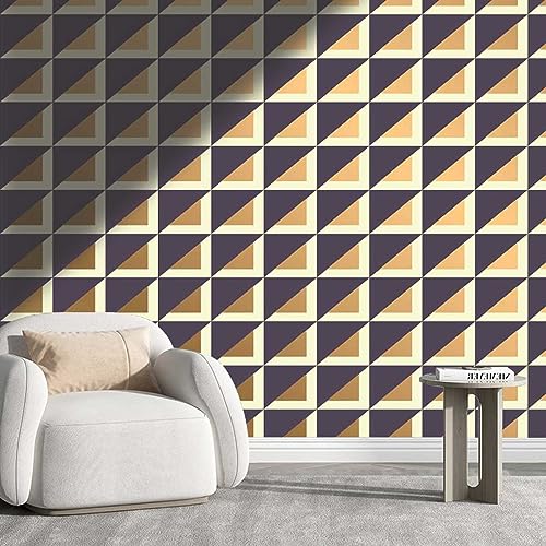 Cubicle Wallpaper Brown Wall Sticker Geometry Lattice Line Modern Home Decor No Extra Glue Needed (W) 118" X(H) 110"
