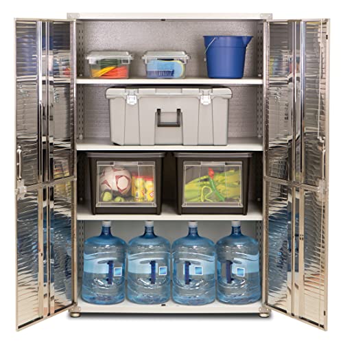 Seville Classics UltraHD Solid Steel Lockable Metal Storage Cabinet Locker Organizer, w/Adjustable Shelves for Garage, Warehouse, Office, Classroom, Granite, 48" W x 24" D x 72" H