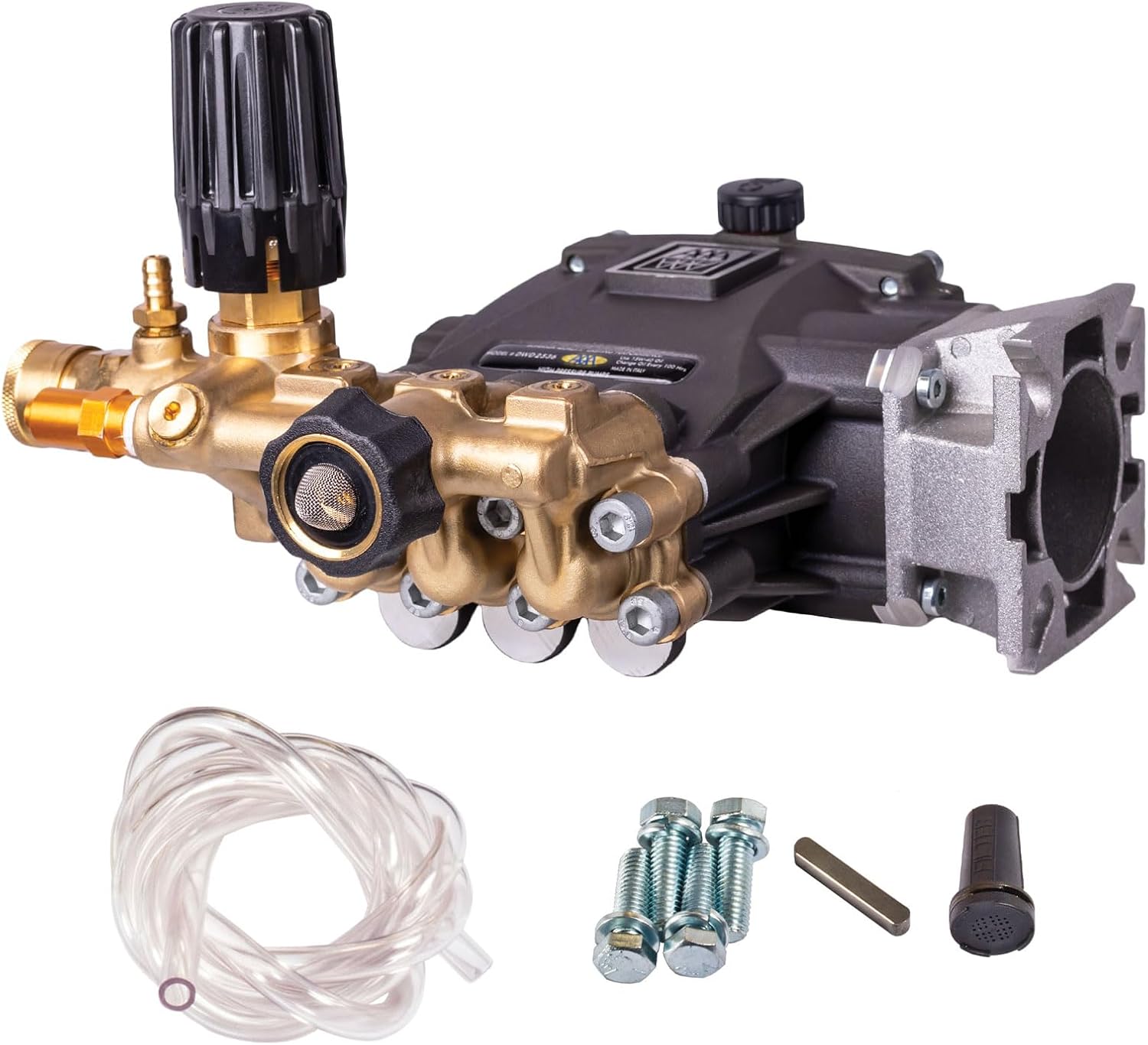 DWD2536 AAA Horizontal Triplex Plunger Replacement Pressure Washer Pump Kit 3600 PSI, 2.5 GPM, 3./4" Shaft, with 3/8 Quick Connect Fitting, Includes Mounting Hardware, Chemical Siphon Tube with Filter