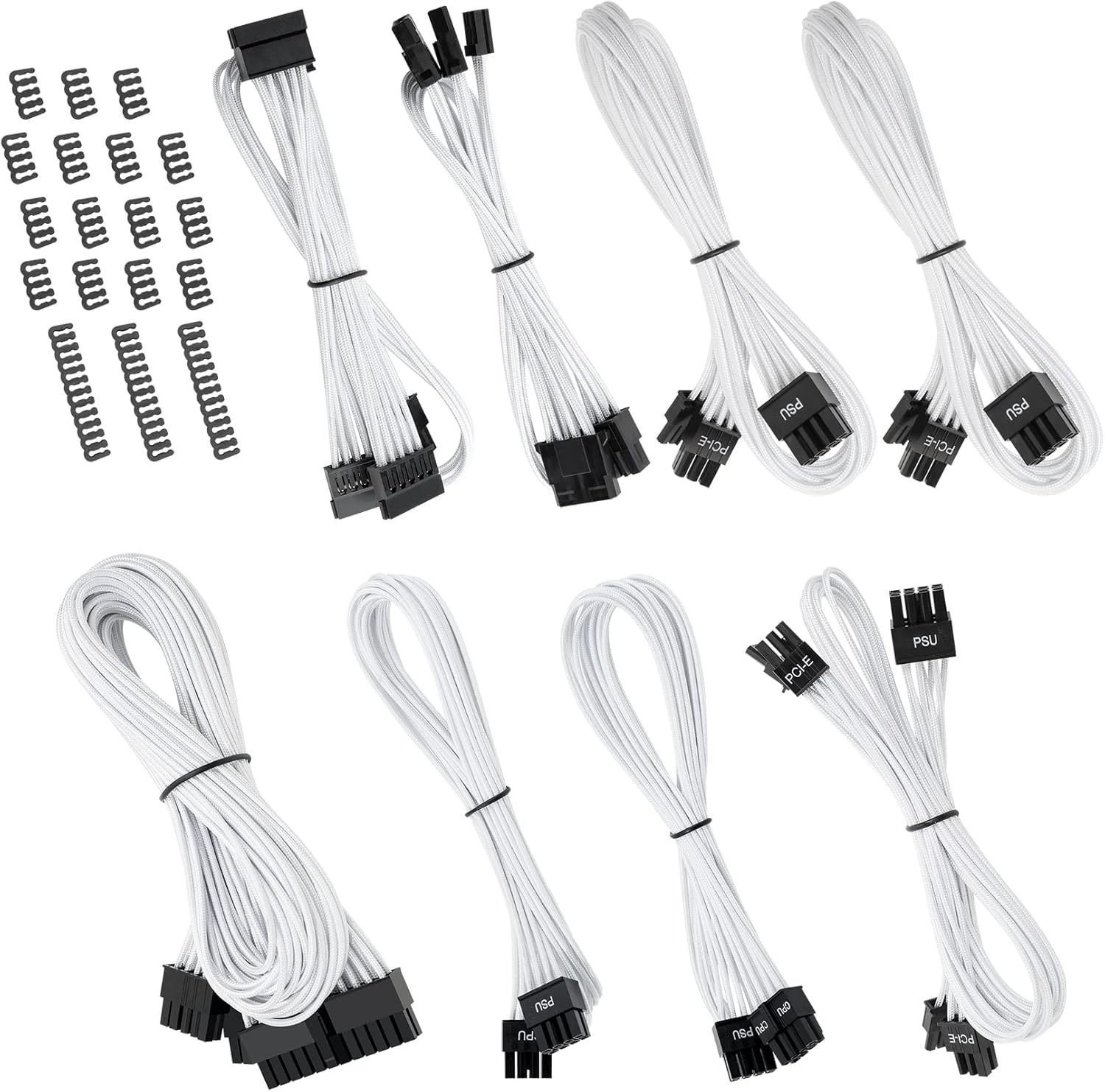 OUCAXIA Mod White Sleeved Modular PSU Cable Set for Corsair AX(Titanium) HX(Platinum) RMi RMX RM(2019) SF Modular Power Supply