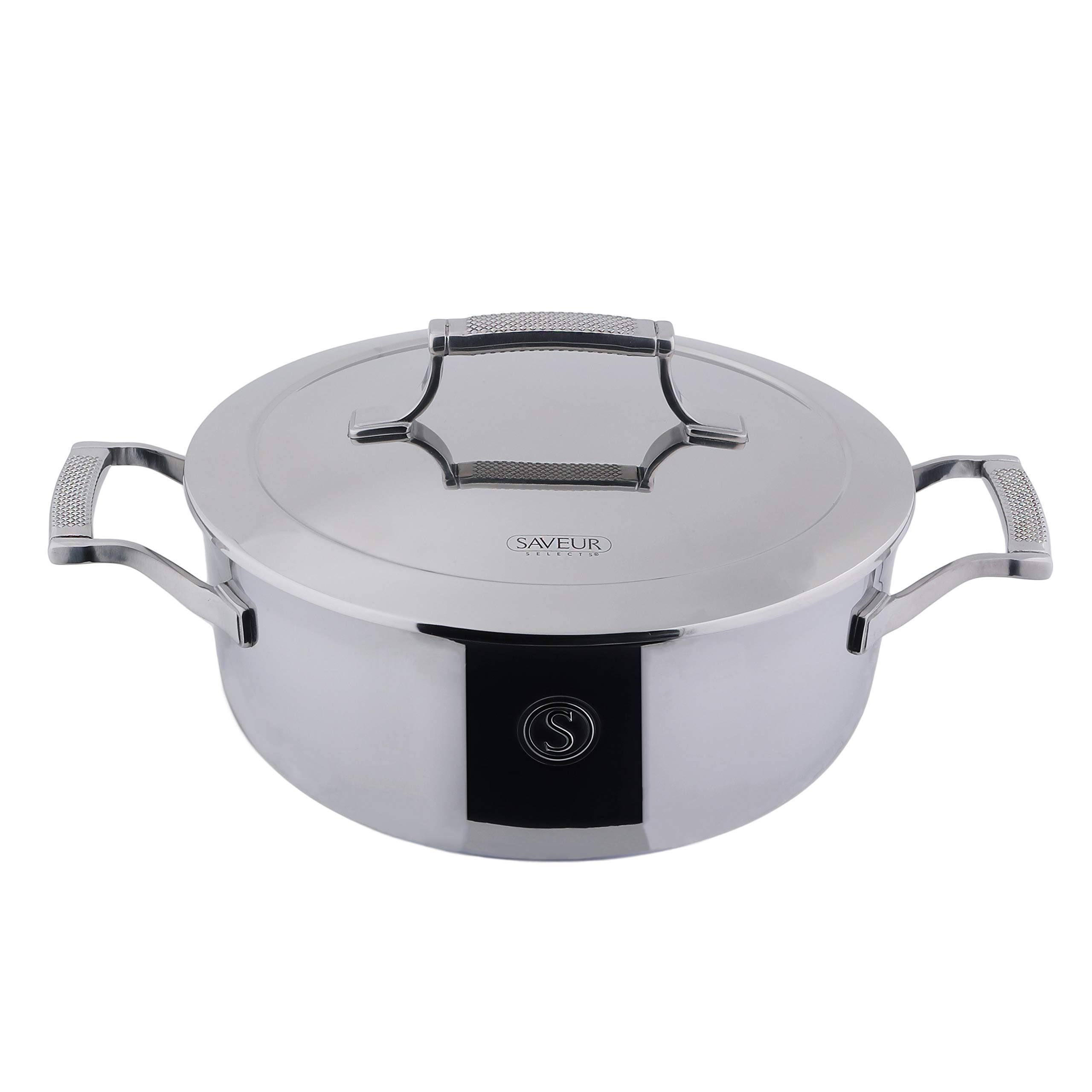 Saveur Selects 4 qt. Tri-Ply Stainless Steel Chef&s Pan with Lid