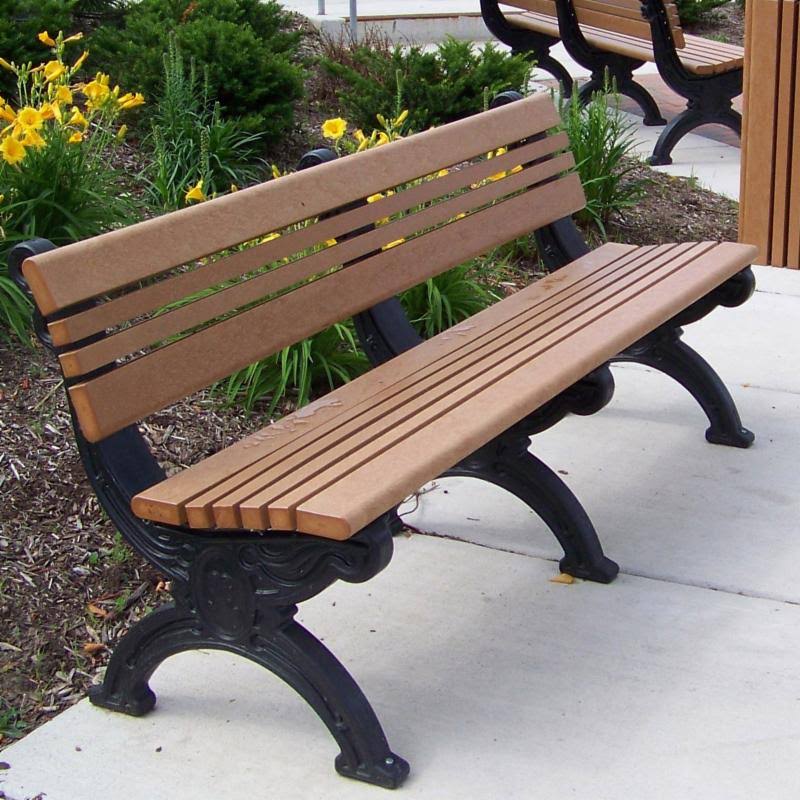 Polly Products Cambridge Recycled Plastic Armless Bench with Back