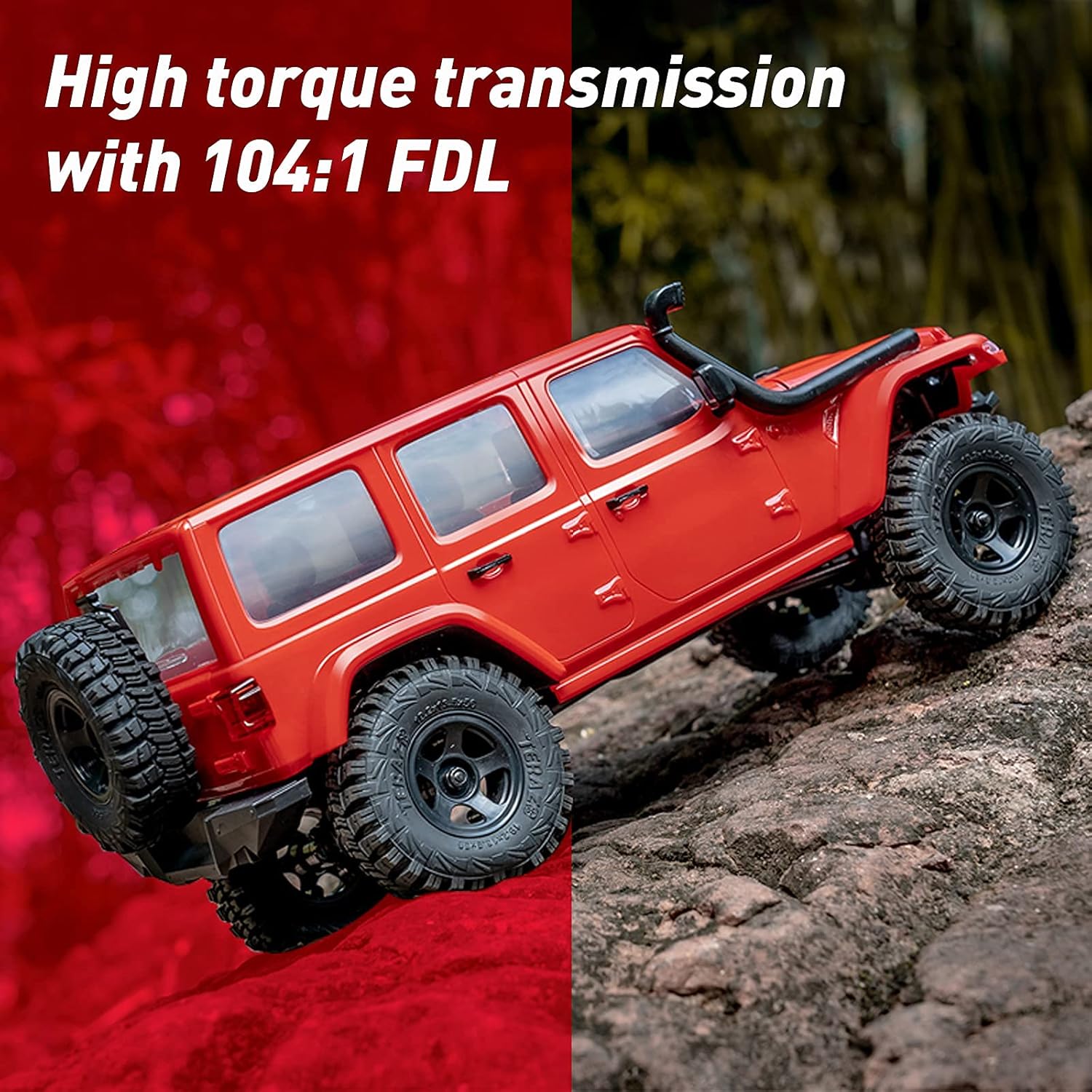 WOWRC x RocHobby RC Crawler,1/18 Scale RC Rock Crawler 4x4, RTR Off Road RC Truck Cars for Adults, Waterproof All Terrain RC Crawler Kit with Battery Charger, Fire Horse
