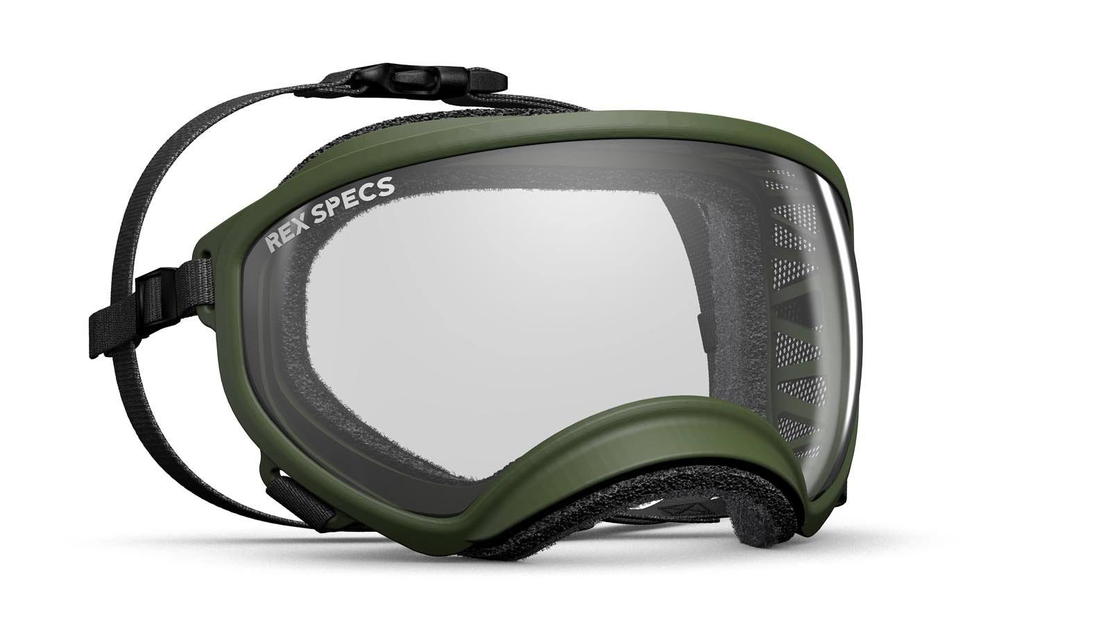 Rex Specs Dog Goggles - Army Green - Large - 2 Clear Lenses