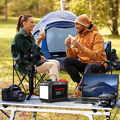 MARBERO Portable Power Station 88Wh Camping Lithium Battery Solar Generator Fast Charging with AC Outlet 120W Peak Power Bank(Solar Panel Optional) for Home Backup Outdoor Emergency RV Van Hunting