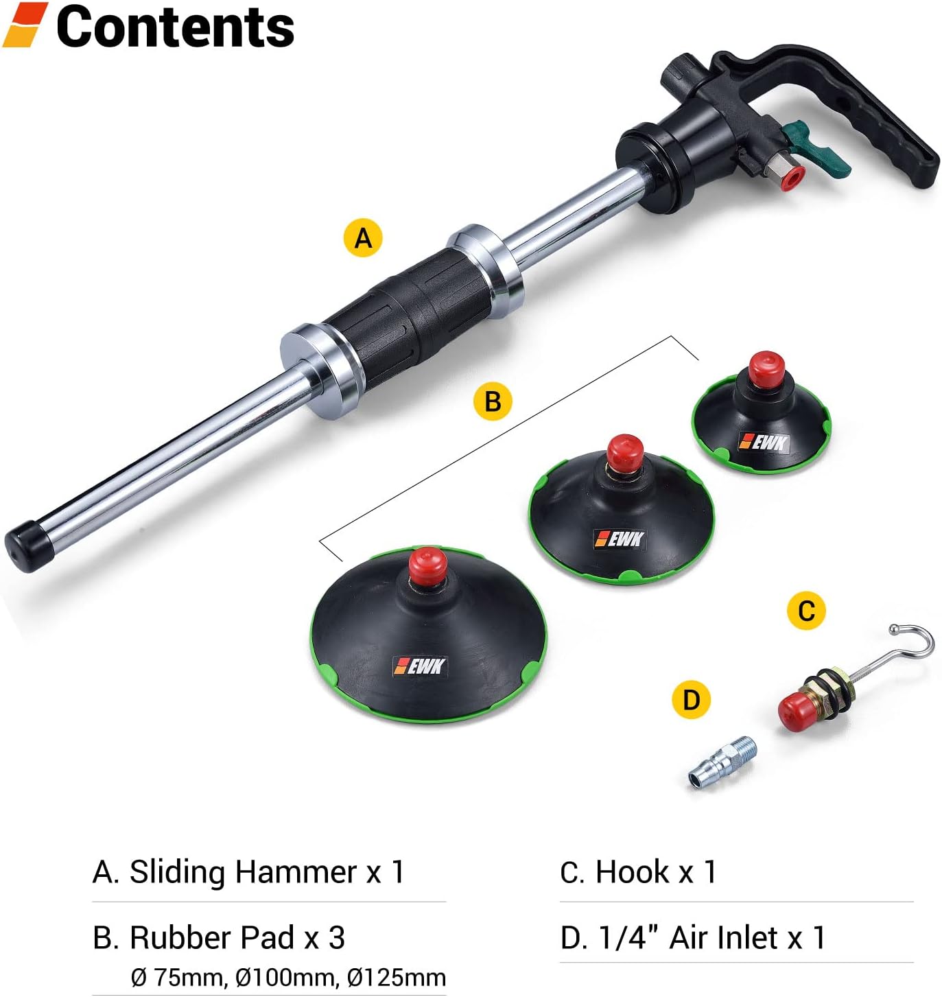 EWK Pneumatic Suction Dent Puller for 75-125mm Car Body Panel Dent Repair
