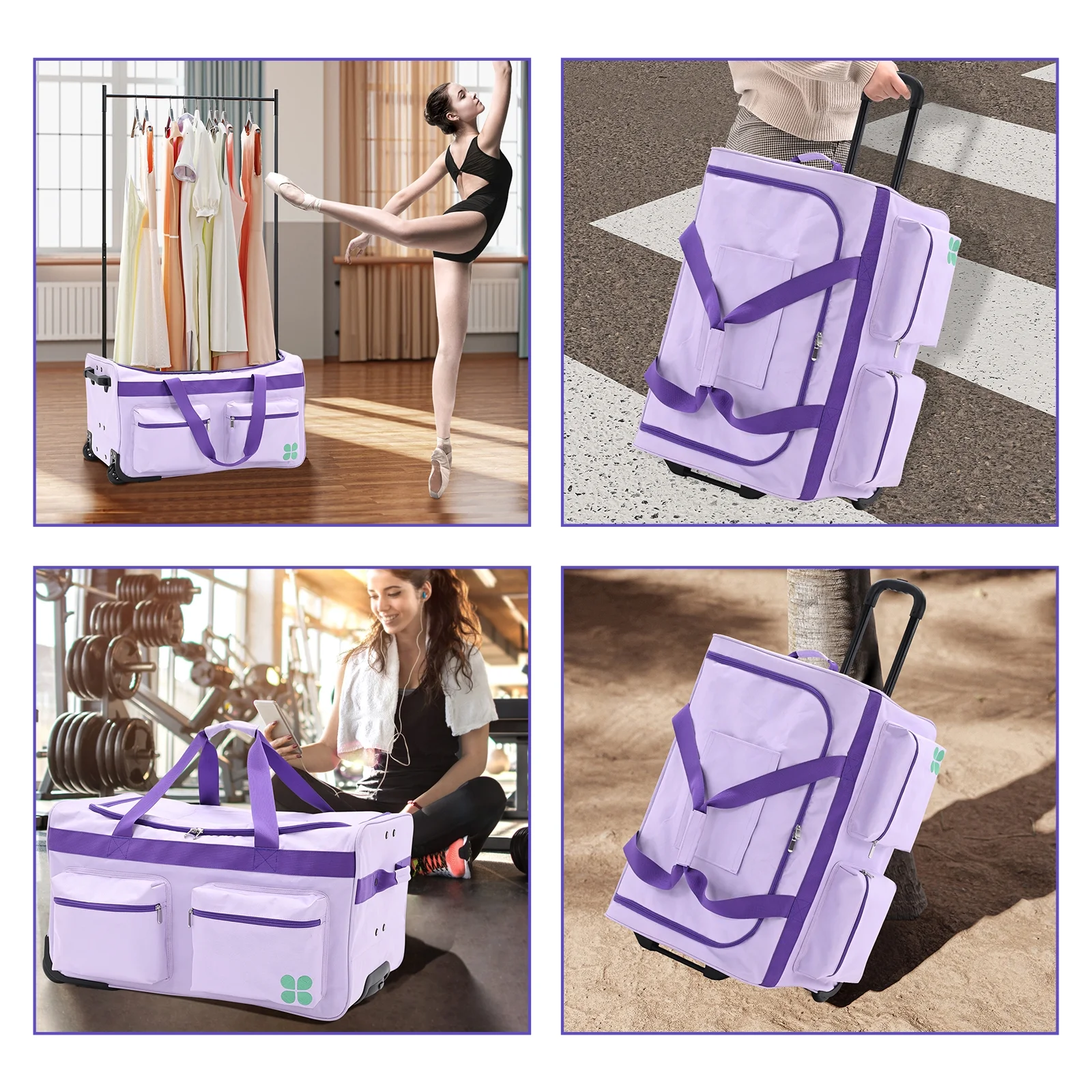 SLSY Dance Bag with Garment Rack - 28" Competition Duffle Bag - Rolling Garment Bag with Wheels - Ideal Costume Suitcase for Dancers Livestreamer Athletes - Large Capacity Enhanced Stability - Curated Treasures Market