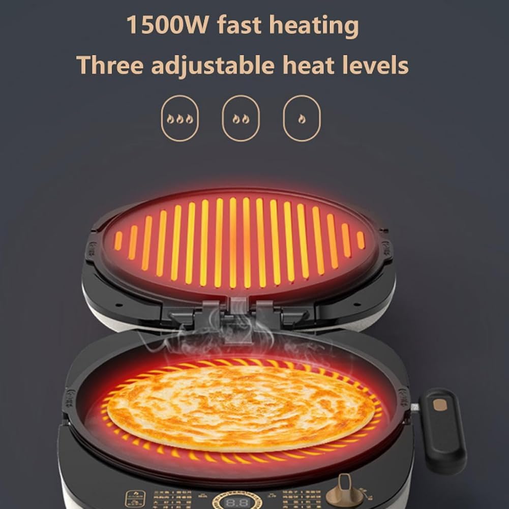 Multifunctional Double-Sided Griddle, 1600W Electric Pancake Maker, Double-sided Heating Griddle Make Crepe Burger Flatbread Omelette, Integrated Heating Tube, Double Plate Removable