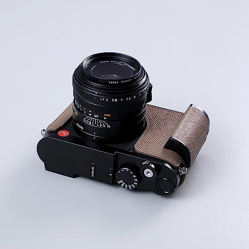 Camera Half Case for Leica Q3,SIUTATDSH Vintage Metal Genuine Leather Camera Protective Cases Stylish Portable Shockproof (BlackC)