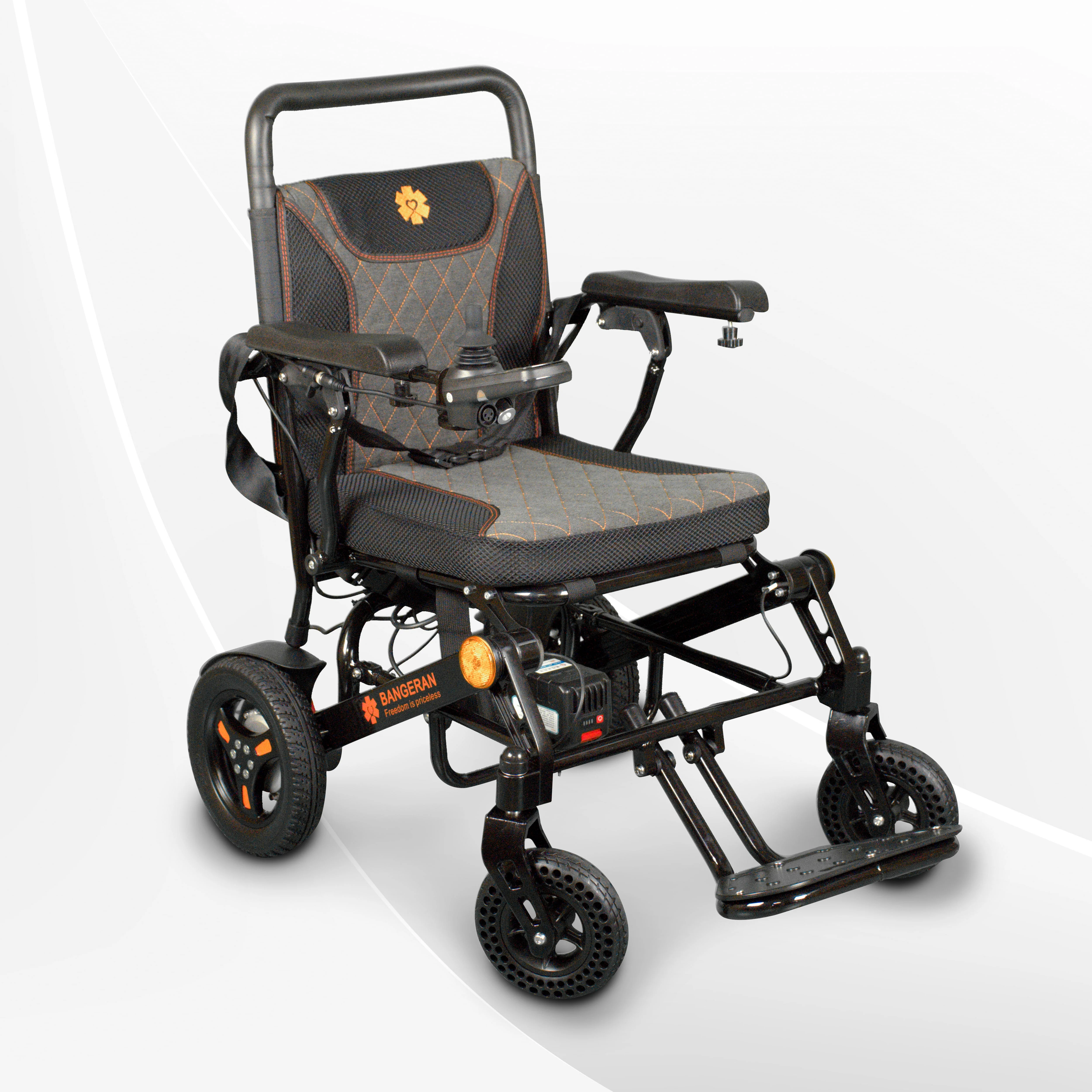Pegasus Ultra Lightweight Foldable Pediatric Electric Wheelchair | Wheelchairs for Children & Small-Statured People | Wheelchair Accessories - Digital Joystick with USB Port & Headlight | Black - Curated Treasures Market