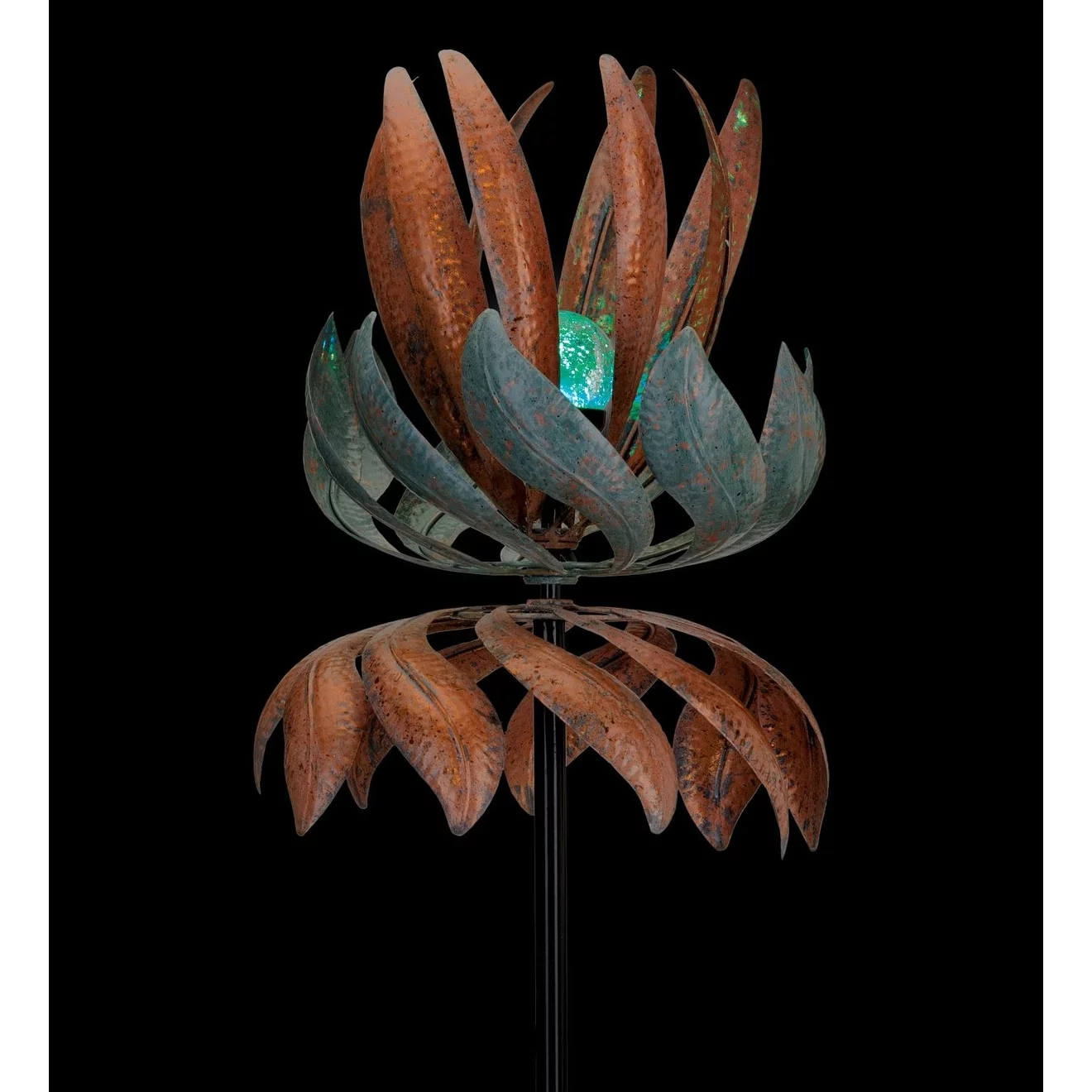 Solar Vertical Wind Spinner - Flying Lotus - 15"x15"x76"