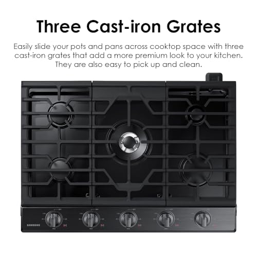 SAMSUNG 30" Built In Smart Gas Cooktop with Illuminated Knobs, 5 Burners