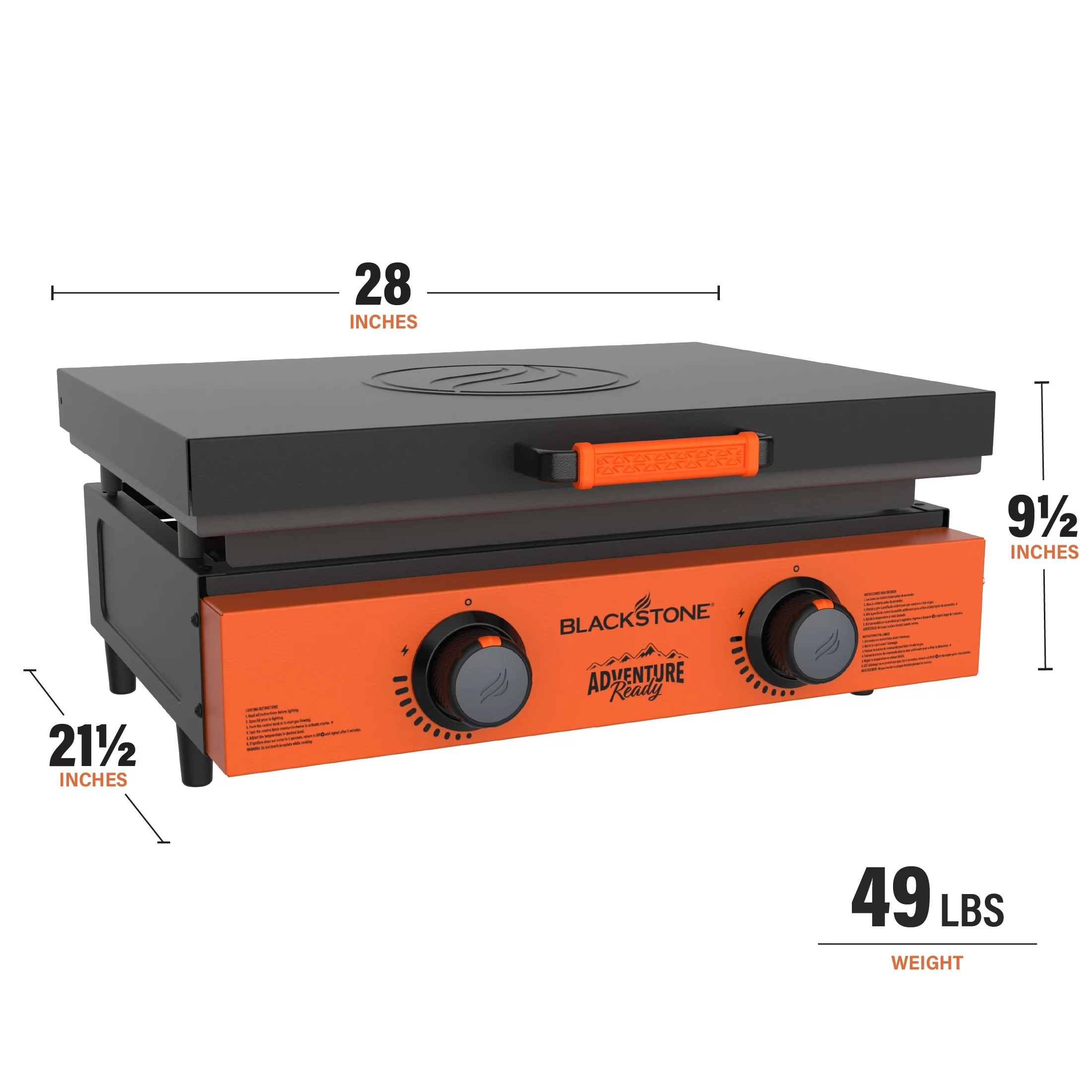 Blackstone Adventure Ready 2-Burner 22 Propane Griddle with Hard Cover in Black