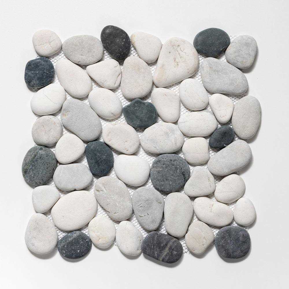 Tile Connection Classic Pebble Tile Grey/White/Black 11-1/2 in. x 11-1/2 in. x 12.7mm Mesh-Mounted Mosaic Tile - Shop Hardware Tools Online Store