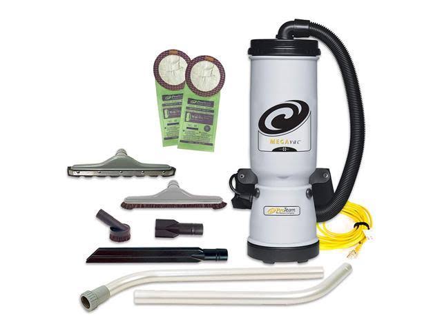 ProTeam Commercial Backpack Vacuum, MegaVac Vacuum Backpack with Blower Tool, Felt and Horse Hair Hard Surface Tool Kit, 10 Quar - Megean
