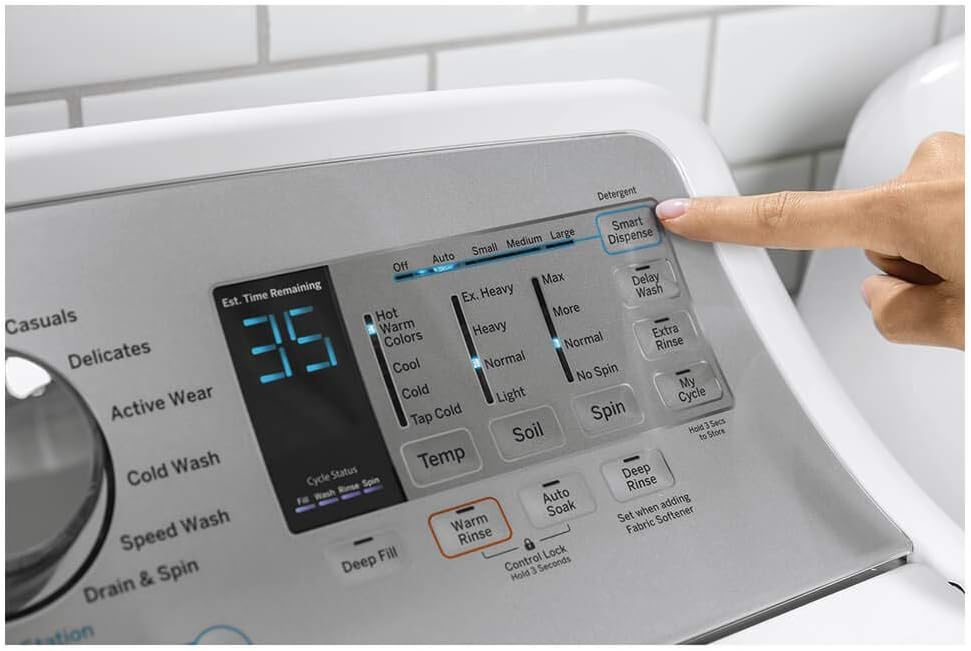 GE GTW720BSNWS 27" Top Load Washer with 4.8 cu. ft. Capacity 12 Wash Cycles 800 RPM and Stainless Steel Wash Basket in White