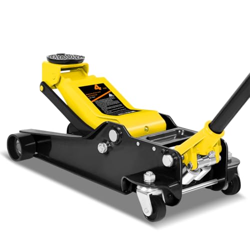 DNA MOTORING Floor Jack 3 Ton (6000 lbs) Capacity, Fast Lift Service Jack Low Profile Steel Heavy Duty Hydraulic Car Jack, Lifting Range 3"-20", Black, TOOLS-00475-BK