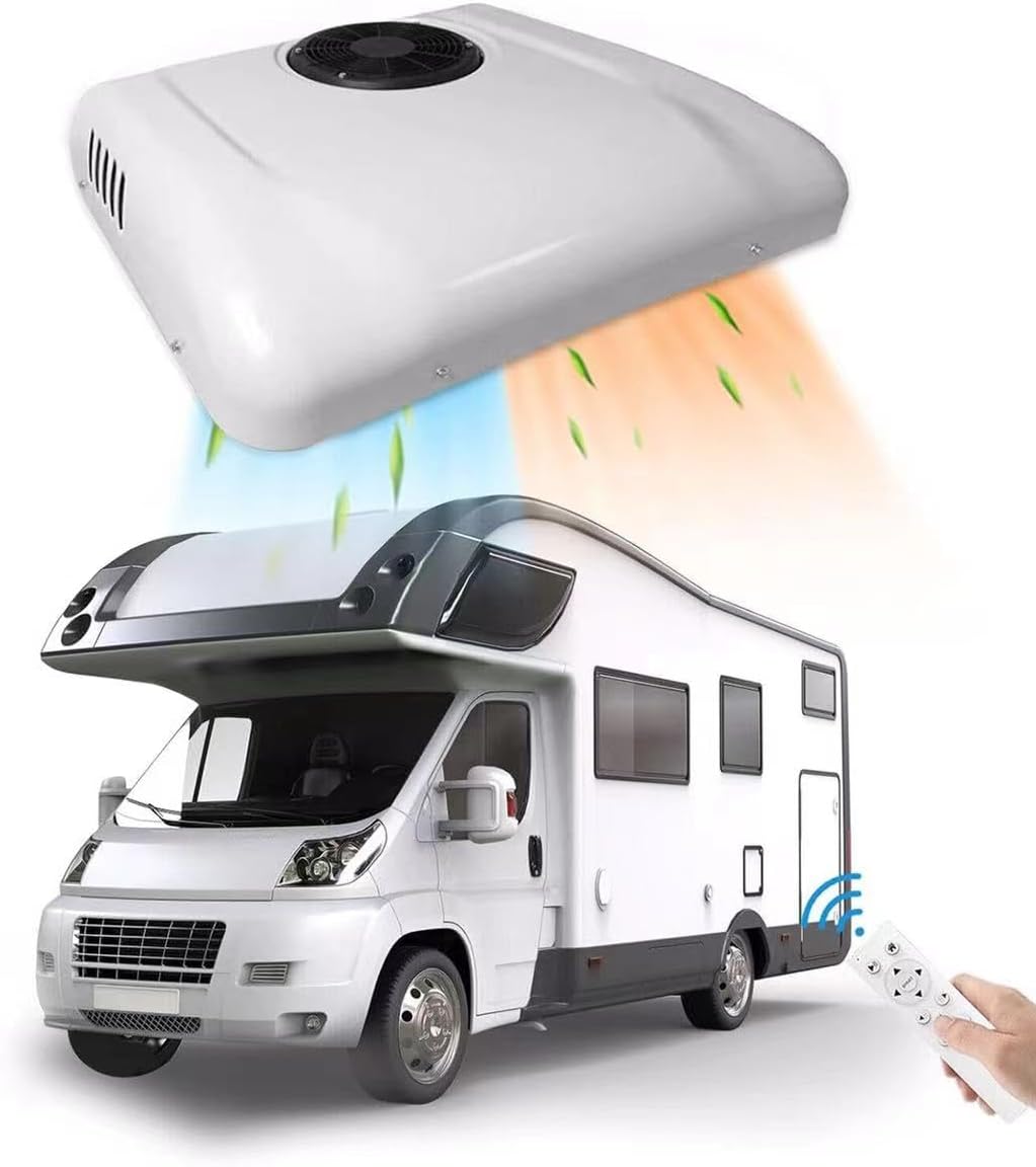 RV Rooftop Air Conditioner, 8000 BTU DC 24V Ceiling Condtioner for Cooling and Heating for RVs Trailers Campers Truck Motorhome