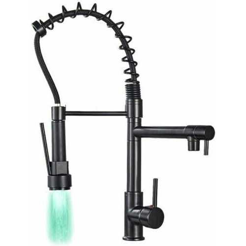 Allen + Roth Bryton Matte Black 1-Handle Deck-Mount Pull-Down Handle Kitchen Faucet 21-K131HMB-AR - Shop Hardware Tools Online Store